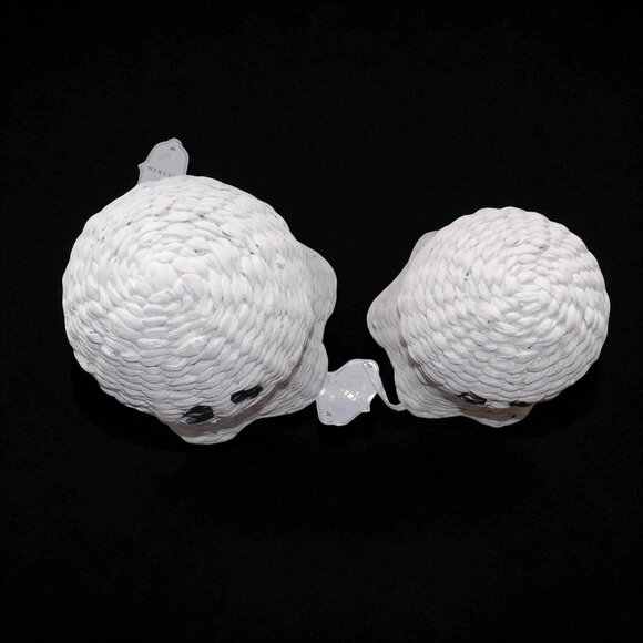 2 White Wicker Nesting Ghosts 11” & 9” Halloween BOO Ghost Set Duo NEW - Picture 6 of 10